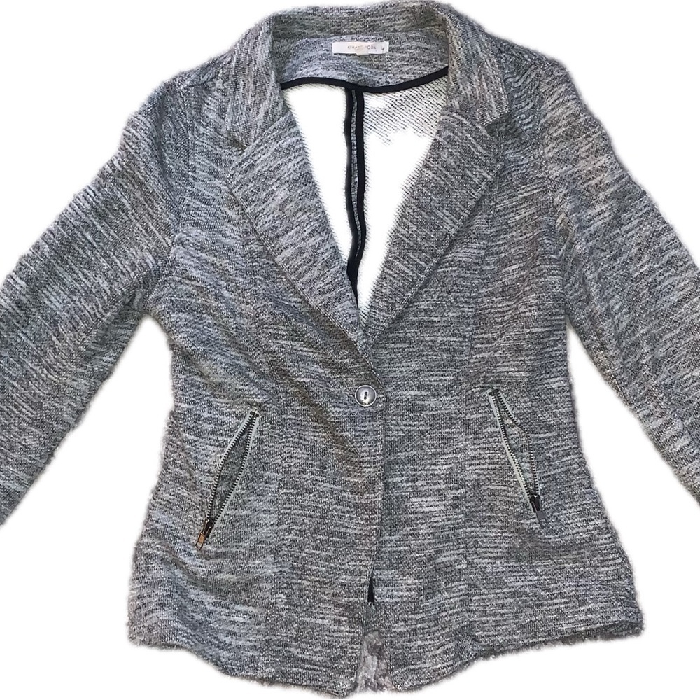 41 Hawthorn Gray Knit Blazer with Notched Lapels and Structured Fit